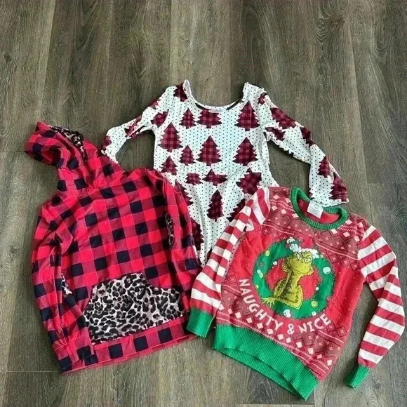 Little Children’s Boutique Other - The Grinch Sweater, Boutique Dress and Boutique Hoodie Lot.  Girls Size 7/8.